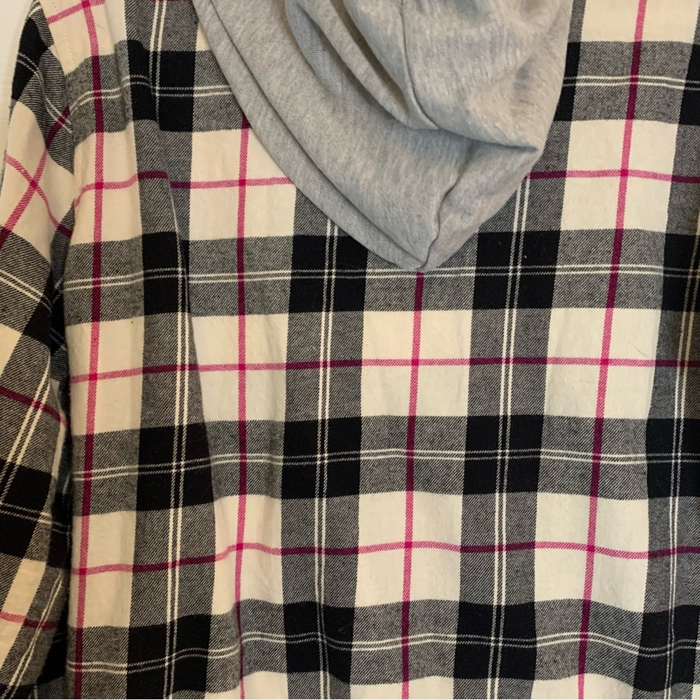 No Boundaries Flannel Plaid Red, White, and Black Hoodie  Size L - Picture 8 of 12